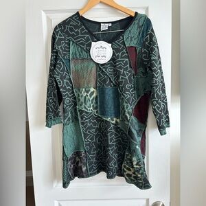 Parsley & Sage Green Patchwork Tunic NEW XL